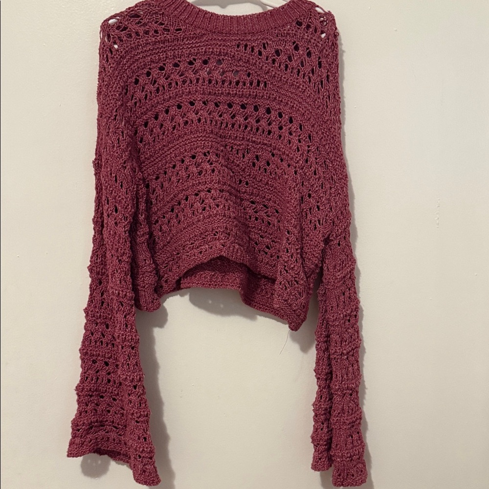 Zara Burgundy Crochet Sweater